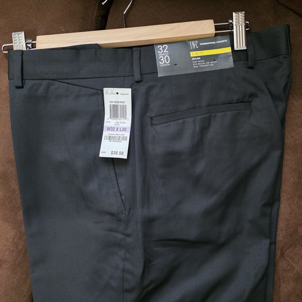 INC International Concepts Black Dress Pants Flat Front ***32X30***